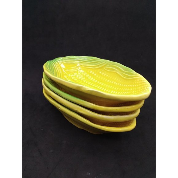 Vintage set 4 Artbel Brazil mid century Majolica style Corn Cob trays - Picture 11 of 11